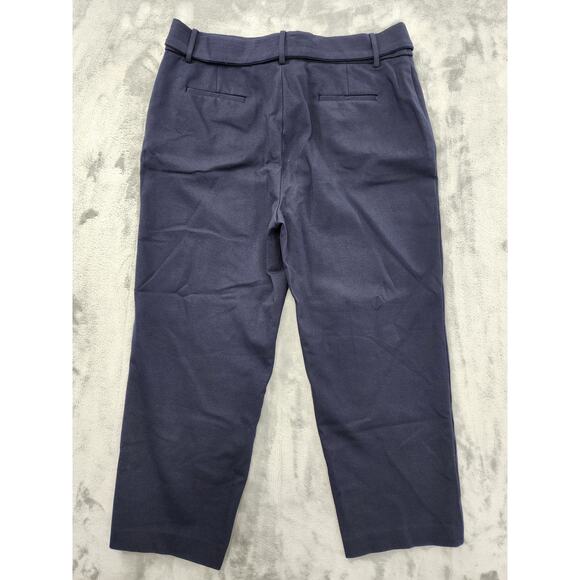 Bar III High Rise Tie Waist Belted Crop Pants Size L Blue Stretch Office Career - Picture 3 of 12